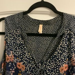 Xhilaration Navy Blue and White Midi Tank Dress Size XL
